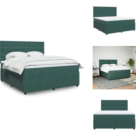 Sommier à lattes de lit et matelas Vert foncé 180x200cm Velours - Sommier À Lattes De Lit - Sommiers À Lattes De Lit - Lit - Meuble De Chambre À Coucher (1/5)