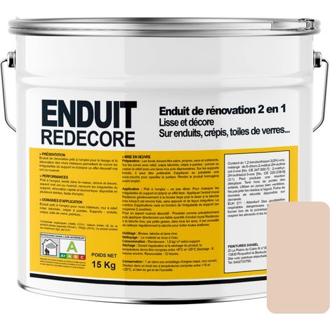 Enduit décoratif, rénovation rapide, 2 en 1, lisse et décore sur plâtre, peintures, crépis, fibres, toile de verre DECCBE 15 Kg