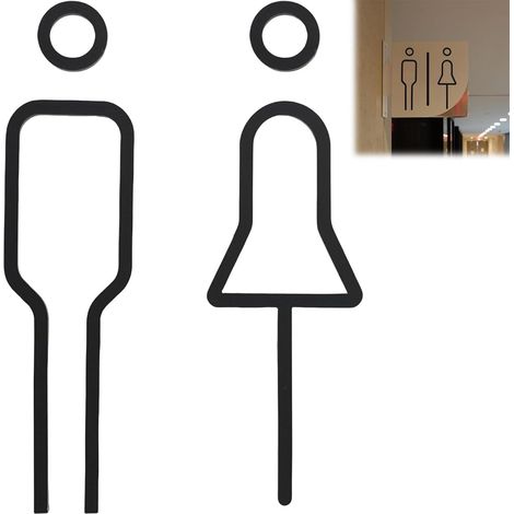 Étiquette de WC autocollante – Plaque de porte de toilettes moderne pour homme et femme – Autocollant pour salle de bain d'invités, hôtel, restaurant, café, bureau et zones publiques (1/5)