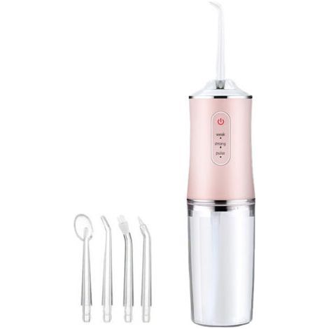 Hydropulseur buccal portable avec chargement USB, réservoir d'eau de 220 ml, nettoyeur de dents Smart Punch, rose (1/5)