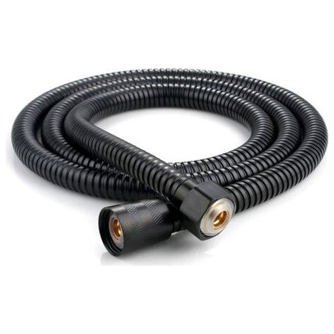Tuyau de douche flexible en acier inoxydable 1 pièce 1,5 m, raccords en laiton, tuyau de pommeau de douche anti-torsion, tuyau de douche flexible - noir (1/5)