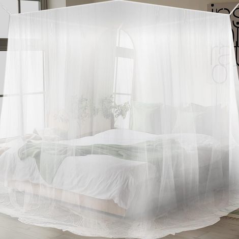 Bett-Moskitonetz, universelles quadratisches Moskitonetz, großes quadratisches Moskitonetz, Moskitonetz zum effektiven Schutz vor Mücken, Premium-Moskitonetz für Einzel- und Doppelbetten – 200 x 210 x (1/5)