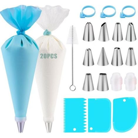 Ensemble de 40 poches à douille, douilles, kit de pâtisserie, accessoires de pâtisserie, ustensiles de cuisine