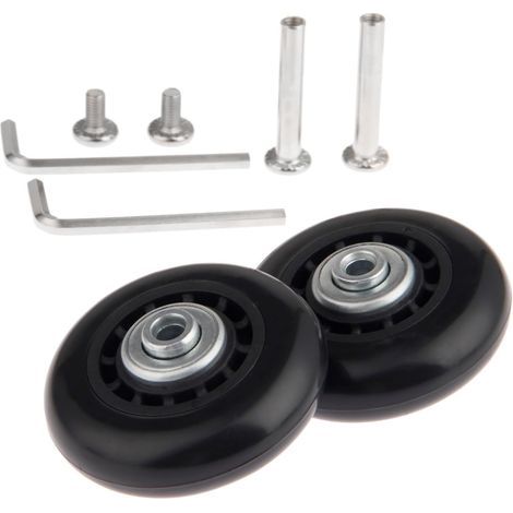 Roulette de valise 64x18mm – Lot de 2 roulettes de rechange avec essieux – Caoutchouc et acier – Roues silencieuses pour remorque (1/3)