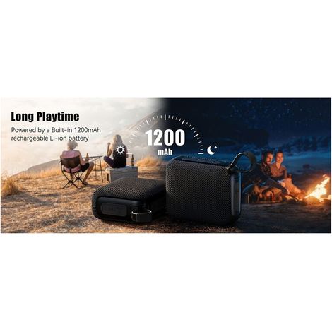 Geeignet für 10W TWS Bluetooth-Lautsprecher, verbesserter Bass, tragbar, kabellos, für den Außeneinsatz geeignet, IP7 wasserdicht, spritzwassergeschützt, Bluetooth 5.3, schwarz.