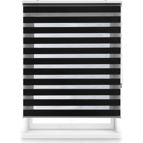Blindecor Lira tenda a rullo giorno e notte, colore Nero, tenda per interni 120 x 250 cm (Larghezza x Altezza)  Dimensioni del tessuto 117 x 245 cm. Eleganti tende giorno e notte (1/5)
