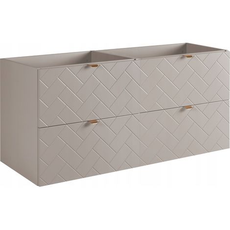 Rodan Waschbeckenunterschrank 120 cm, Beige Matt, 46 x 120 x 60,7 cm, ohne Waschtischplatte, feuchtraumgeeignet, Badmöbel Unterschrank
