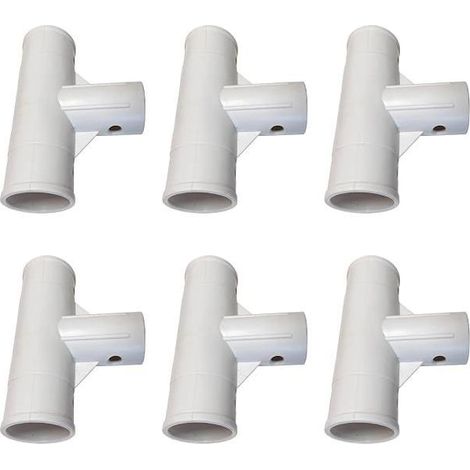 Lot 6 raccords en T blancs pour piscine rectangulaire, pièce rechange ref 28273, adaptateur tuyau kit raccord piscine (1/4)