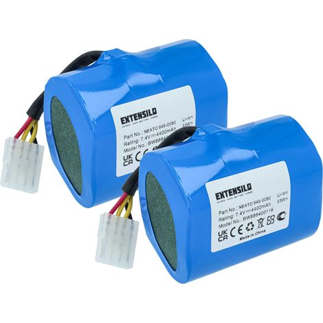 EXTENSILO 2x Batterie compatible avec Neato XV-11 XV-12, Signature 25, Signature Pro, VX Pro, XV-11 All Floor aspirateur (4400mAh, 7,4V, Li-ion) (1/5)