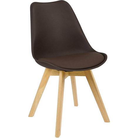 Sedia da pranzo in ecopelle con gambe in legno marrone 190000126