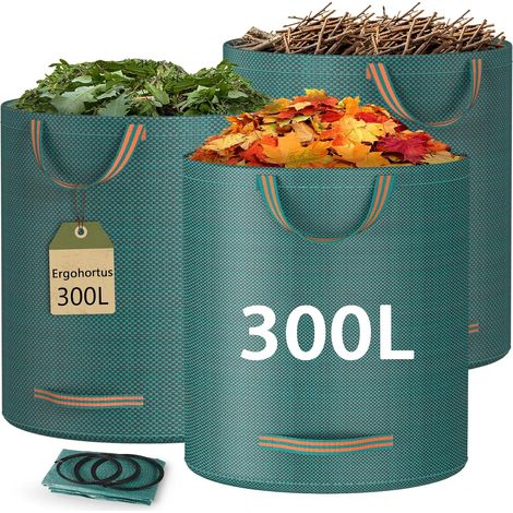 Green Waste Bag, 3x300L Garden Waste Bags with Handles Heavy Duty Folding Garden Plant Bags for Leaves and Waste - Garden Bin Bags (1/5)