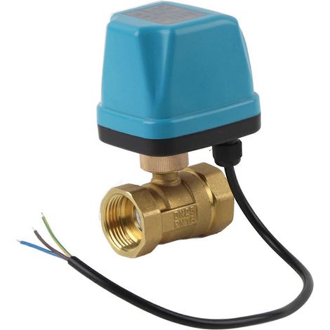 Elektrisches Kugelventil, 2-Wege, 3-adrig, 2-fach regelbar, Schutzart IP68, Synchronmotor, blau, 220 V AC, G1-Zoll
