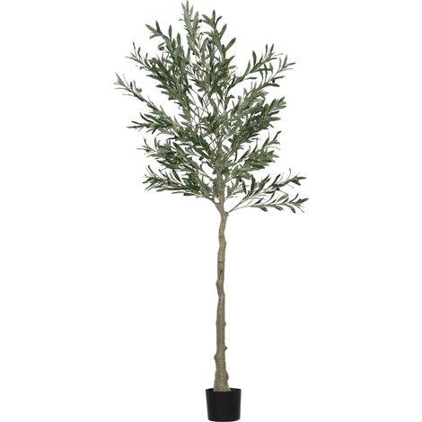 Grand Olivier artificiel 180 cm avec pot en ciment, plante décorative sans entretien pour intérieur (1/5)