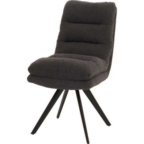Chaise de salle à manger HWC-G66, chaise de cuisine pivotante Auto-Position Tissu/Textile Bouclé MVG gris foncé (1/5)