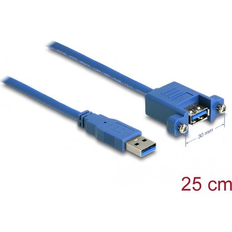 Delock Cable USB 3.0 Tipo-A macho  USB 3.0 Tipo-A hembra, instalaciÃ³n en panel y de 25 cm