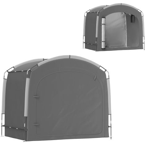 Abri vélo portable pour 3 à 4 vélos avec 2 poches latérales, 205 x 140 x 188 cm, gris foncé