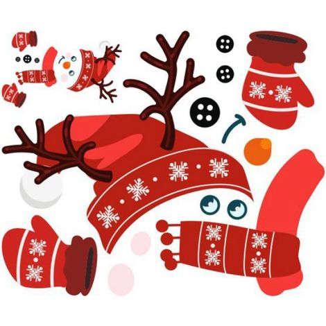 Stickers muraux de Noël bonhomme de neige, décoration adhésive pour réfrigérateur et murs, accessoire de décoration festive pour intérieur (1/4)