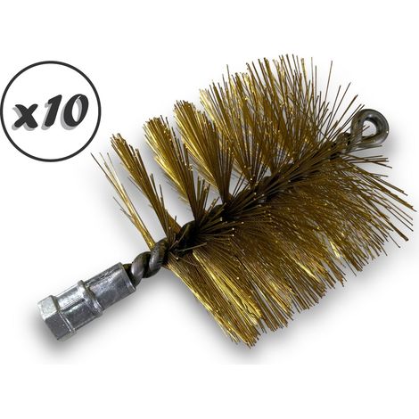 Lot de 10 Brosses à tube PRO LAITON Ø 100 mm Raccord M12175 femelle Ame en acier torsadé Nettoyage brossage tube et canalisation Kibros 41SCL100x10