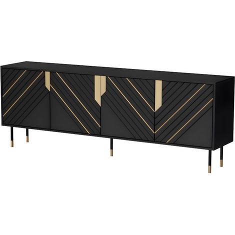 Buffet noir et doré 200 cm 4 portes Cardona (1/3)