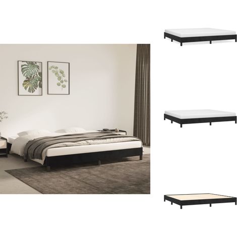 Bettgestell ohne Matratze Schwarz 200x200 cm Samt - Samt Bett - Doppelbett - Boxspringbetten - Bettrahmen Schwarz - Bettgestell (1/5)