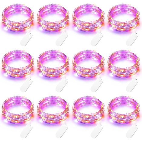 Halloween Décoration Guirlandes Lumineuses Orange + Violet [Lot de 12], 2M 20 LED Fil de Cuivre Guirlande à Piles Étanche Ambiance Lumière pour Automne Thanksgiving Soirée Chambre Jardin Fête (1/5)