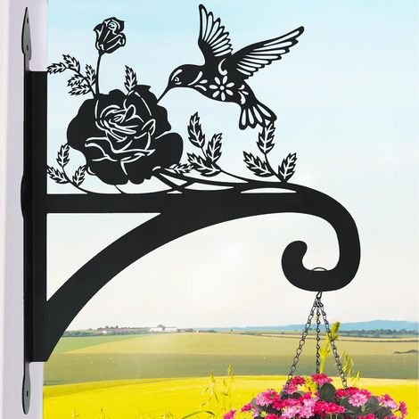 Soporte de pared para plantas colgantes, ideal para cestas de flores colgantes, con diseño de silueta de colibrí. (1/5)