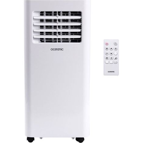 Oceanic – Climatiseur mobile silencieux 10000 BTU – Déshumidificateur 24L/jour – Programmable – Classe énergétique A – 1120W – Blanc (1/5)