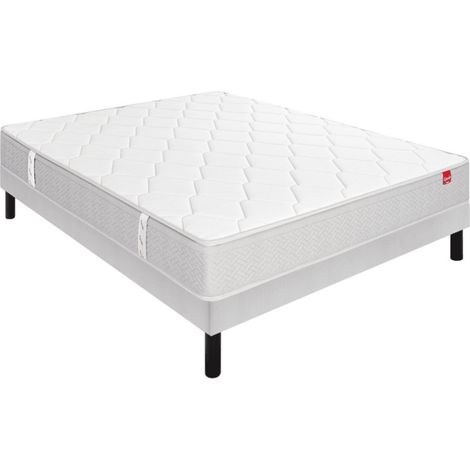 Ensemble Epeda ITINERAIRE + Sommier Escale confort ferme + Pieds 120x190 Ressorts