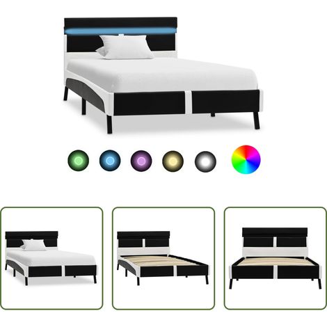 Lits LED - Cadre de lit avec LED sans matelas noir similicuir 90x200 cm (1/5)