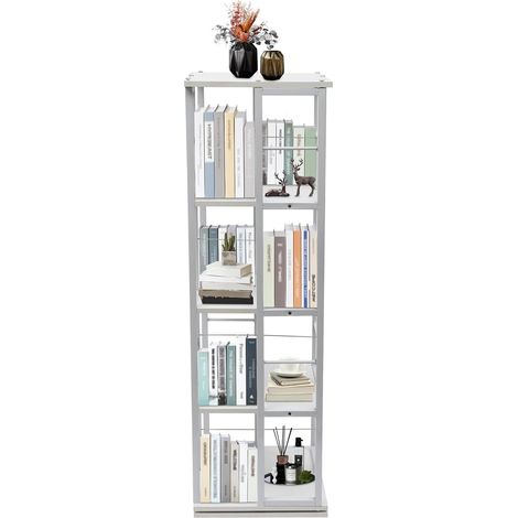 360° drehbares Bücherregal, 4-stöckiges Eckregal mit Drehfunktion für Schlafzimmer, Wohnzimmer, Büro, 40 x 40 x 134 cm (1/5)