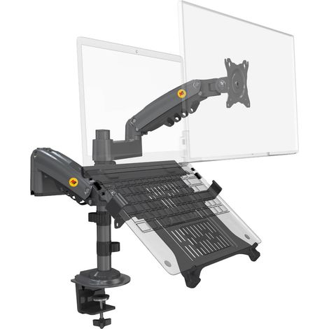 NB H180FP – Support orientable robuste double pour ordinateur et écran 17-27 pouces, graphite