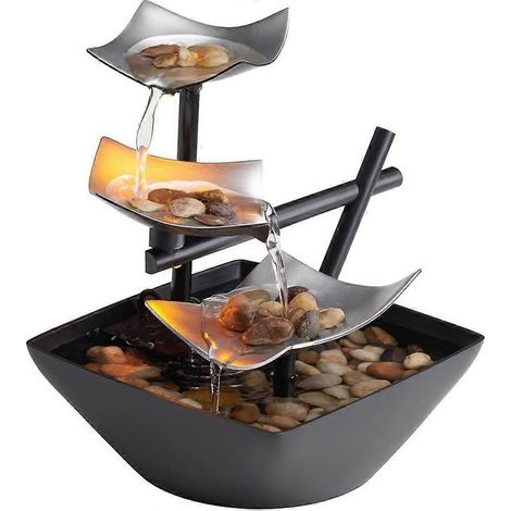 Fontaine de table apaisante pour la maison - Pompe automatique, bassin profond et galets naturels pour bureau ou salon (1/5)
