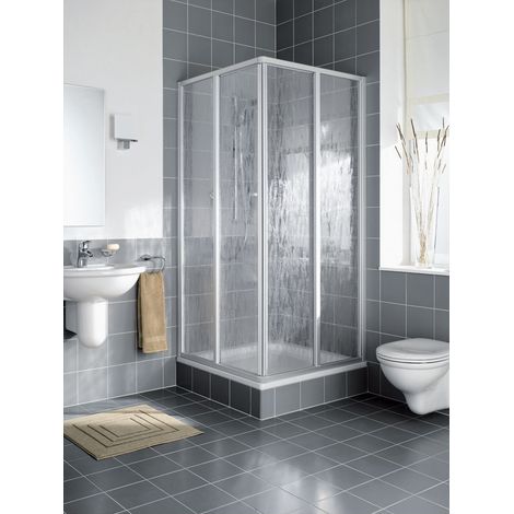 Kermi Duschkabine Nova 2000 Eckeinstieg 2T Gleittür Halbteil ED2 1850x700x30mm Kerolan Fontana 3mm Silber MG Anschlag li/re