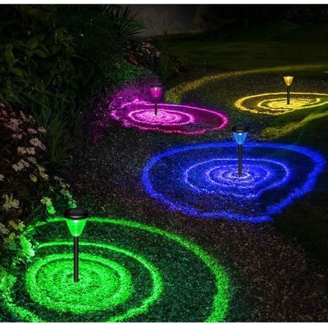 4 lampes solaires jardin, hauteur 37,5 cm, étanches IP55, LED blanc chaud, éclairage extérieur sans fil pour allées et terrasses