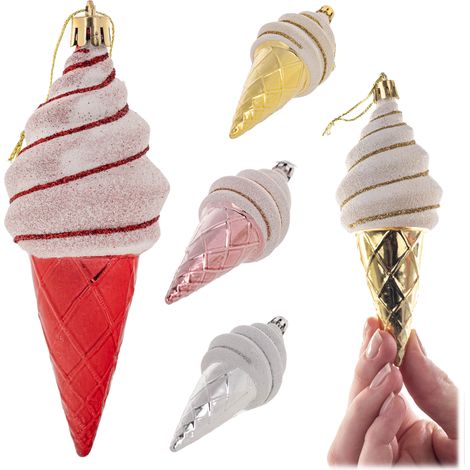 KADAX Weihnachtskugeln aus Kunststoff, bruchsichere, Eiscreme, 4 Stück