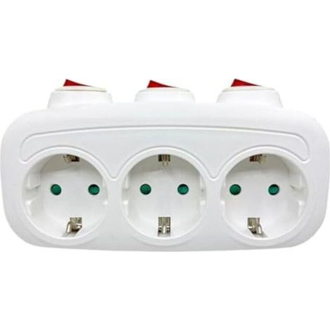 Adaptateur pour prises européennes Multiprise murale – multiprise 3 ports, convertisseur international pour recharger vos appareils dans le salon, la cuisine, la chambre, la maison,