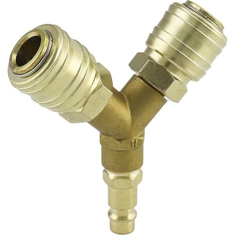 3-Way Compressed Air Distributor with 2 pcs 1/4 Inch Quick Connect Compressed Air Fittings and 1 pc Plug-in Fitting (1/5)