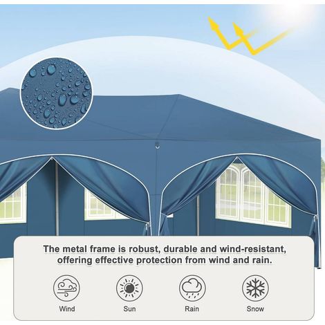 Kiosque de 3x6 m,avec 6 murs latéraux,tente de fête hydrofuge,bleu (1/5)