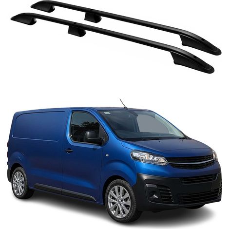 OMAC Barres de Toit longitudinales pour Opel Vivaro C / Zafira Life 2019-2026 L2 Aluminium Noir 2 Pcs