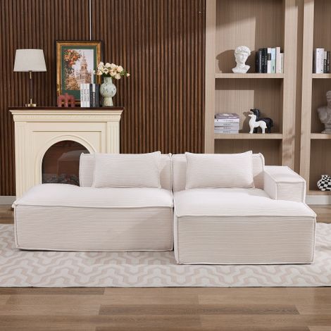 235 cm breites Economy-Textil-Sofa mit zwei Kissen + Federtasche - modernes, einfaches und komfortables Sofa, ideal für kleine Wohnzimmer, Wohnungen und Büros