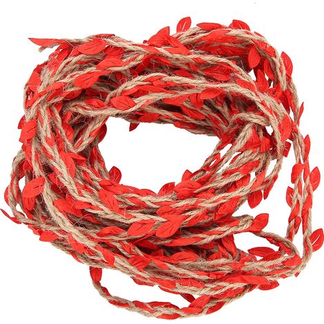 Guirlande Tressée en Feuilles Artificielles 10 Mètres, Corde de Chanvre pour Bouquet DIY, Accessoires de Décoration Rouge (1/5)