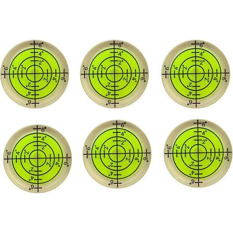 6x Bubble Level, 32x7mm Round Bullseye Level for Tripod, Phonograph, Turntable - Fluorescent Yellow