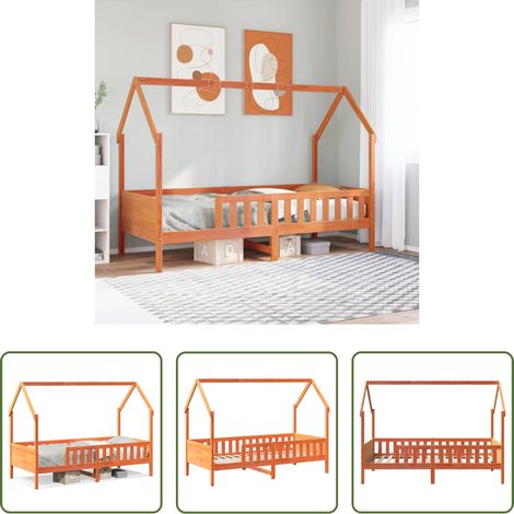 vidaXL Hausbett - Kinderbett Hausbett Wachsbraun 80x200 cm Kiefer (1/5)