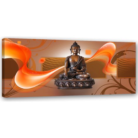 Tableau sur toile Bouddha Zen Spa Marron 90x30 (1/5)