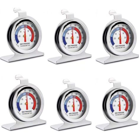 Beyamis Lot de 6 thermomètres pour réfrigérateur/congélateur, grand cadran, pour congélateur/réfrigérateur/frigo. (1/2)