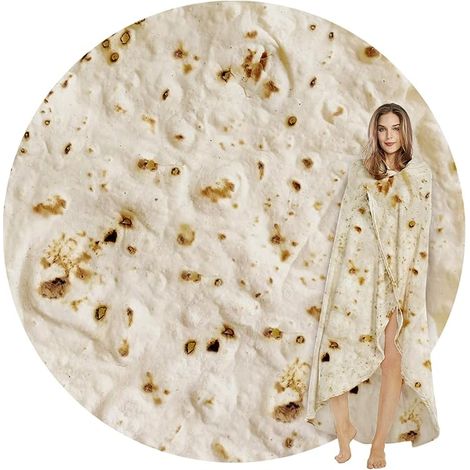 BEBUSINGOTO Couverture Tortilla Burritos 9090cm, Couverture Enveloppante Tortilla, Couverture Ronde Tortilla Drôle Nouveauté Couverture Tortilla Géante Ronde Douce pour Adultes et Enfants (Beige) (1/5)