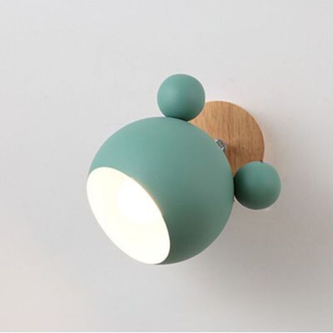 Applique murale Macaron Applique Simple Personnalité Chambre Mickey Bûche Dessin Animé Chaud Chambre D'enfants Lampe De Chevet Mickey-Vert Sans Source De Lumière (1/5)