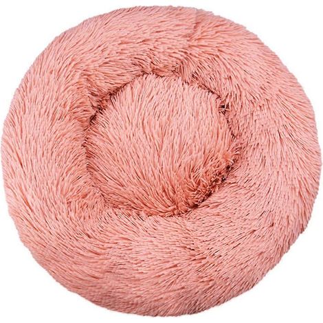 Panier rond en peluche lavable en machine, chaud pour l'automne et l'hiver, convient aux chats et aux chiens. Rose. (1/5)