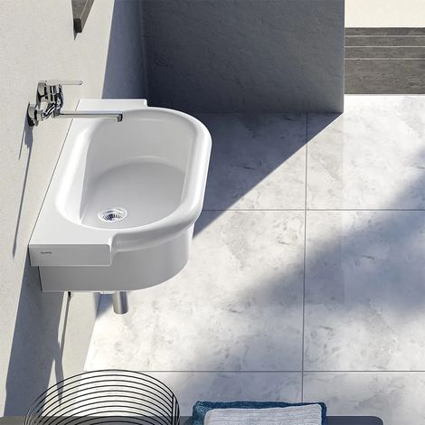 Lavabo a canale 90x45 modello Kenia in ceramica d'appoggio o sospeso (1/4)