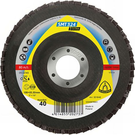 10 disques/plateaux convexes à lamelles zirconium EXTRA SMT 324 D. 115 x 22,23 mm Gr 80 - 321513 - Klingspor